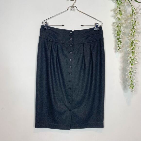 VTG RALPH LAUREN BLACK LABEL high waist pencil skirt buttons charcoal 2375 - Picture 1 of 12